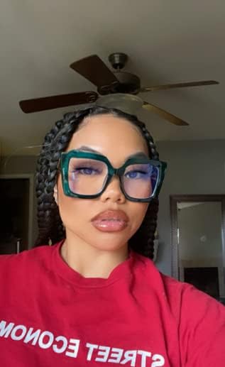 商品图片 15 | B08DF5QRXC | FEISEDY Oversized Square Blue Light Blocking Glasses Eye Strain Glare Pearl Inlay Arm Cat Eye Fashion Eyewear B2639
