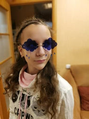 ÉÌƷͼƬ 20 | B09K7C4FB7 | FEISEDY Retro Dripping Cloud Shaped Tassel Sunglasses Rimless Women Funny Party Disco Eyewear B2834