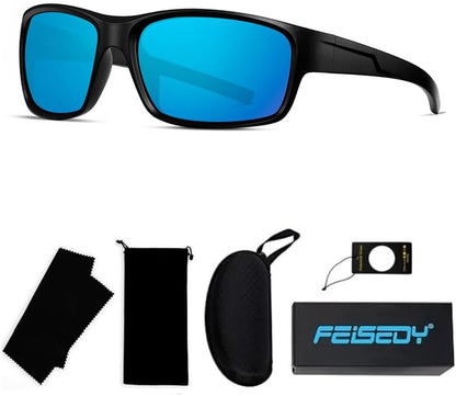 [FEISEDY] スポーツサングラス 偏光 メンズ UV400 紫外線カット TACレンズ 自転車／釣り／野球／ランニング／サイクリング／ゴルフ用 ゴーグル 軽量フレーム B1698