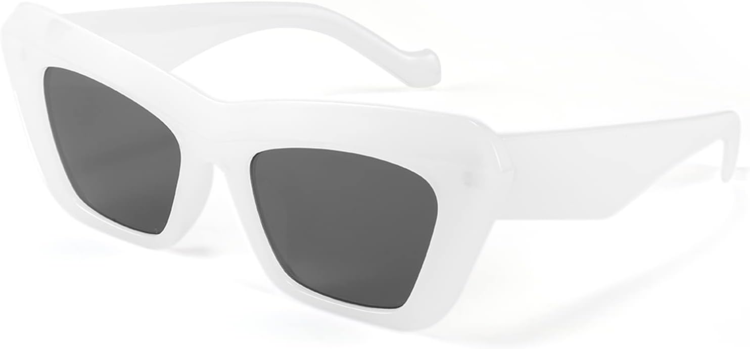 White / 61 Millimeters | B09TF8TZZP | FEISEDY Retro Square Cat Eye Sunglasses Jelly Colored Women Men 90s B2902