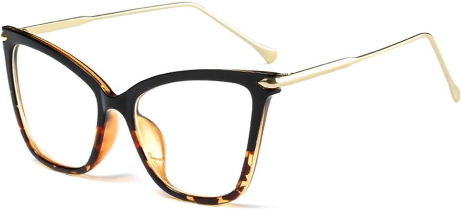 Black-leopard / 53 Millimeters | B07P6TZ5CP | FEISEDY Oversized Cat Eye Glasses Frame with Clear Lenses Eyewear for Women B2460