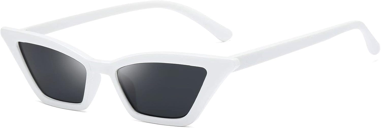White / Grey Lens / 53 Millimeters | B079L18MKB | FEISEDY Small Cat Eye Sunglasses Vintage Square Shade Women Eyewear B2291