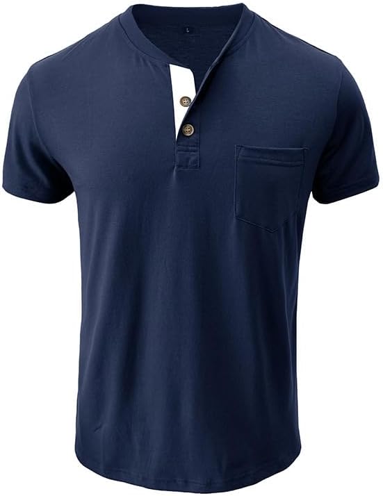 商品图片 10 | B0GJL9QY1W | Men's Long/Short Sleeve Polo Shirt, Soft Cotton Pocket Crew Tee Classic Men Shirts Casual Henley T-Shirt for Golf Daily Wear