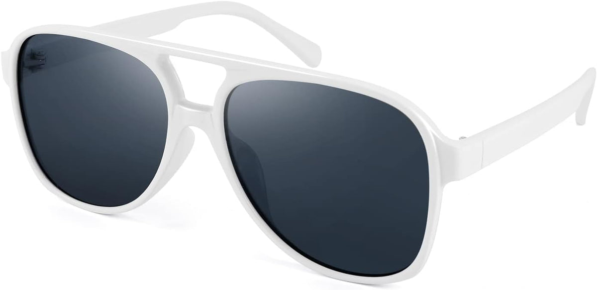 White Frame / 60 Millimeters | B09H3VKN3V | FEISEDY Vintage Retro 70s Plastic Aviator Sunglasses Women Men Classic Large Squared Frame B2751