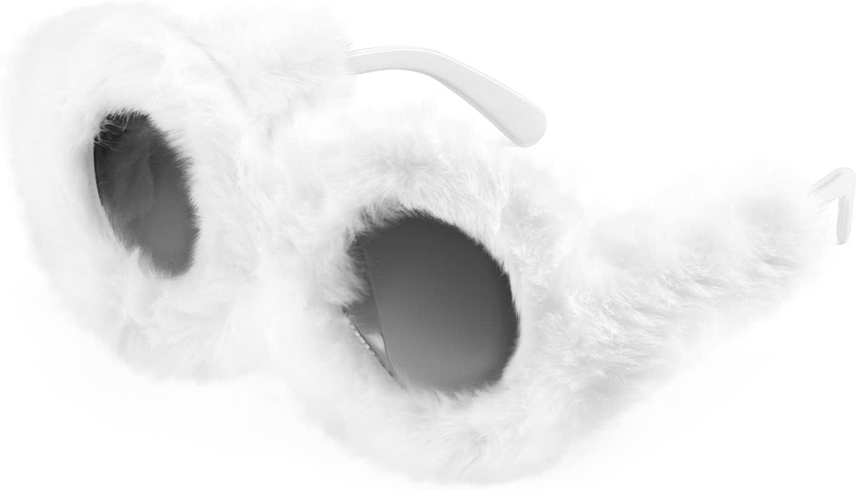 White Round 2889 / 70 Millimeters | B09SHD5Y2W | FEISEDY Sunglasses Women Plush Fuzzy Soft Velvet Party Masquerade B2877