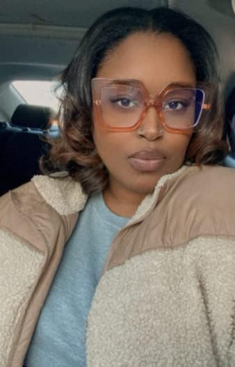 商品图片 44 | B08DF5QRXC | FEISEDY Oversized Square Blue Light Blocking Glasses Eye Strain Glare Pearl Inlay Arm Cat Eye Fashion Eyewear B2639