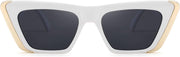 002 White Frame/Gray Lens / 53 Millimeters | B0BFJ162P8 | FEISEDY Retro Sunglasses for Women Men Vintage Cat Eye Fashion Metal Square 70s Frame Classic UV Protection Sun Glasses B2966