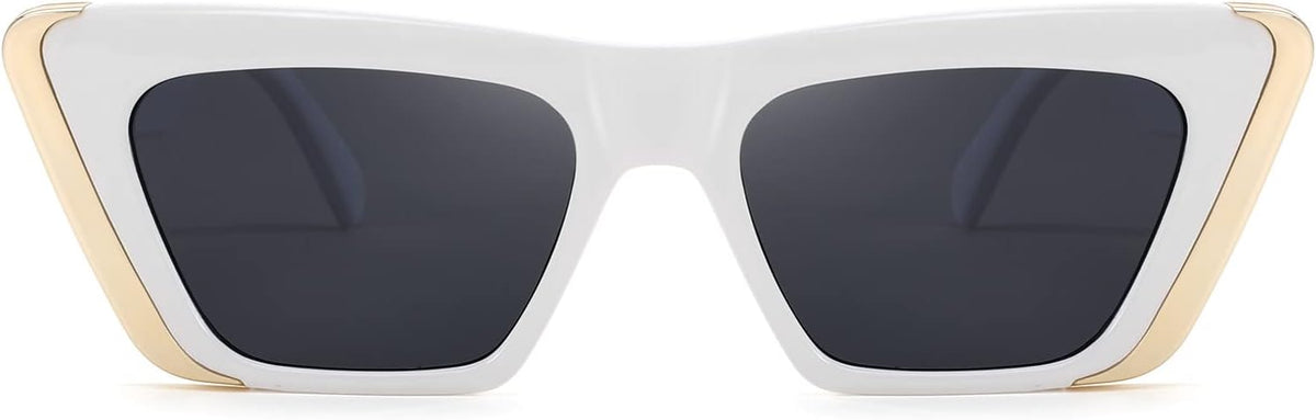 002 White Frame/Gray Lens / 53 Millimeters | B0BFJ162P8 | FEISEDY Retro Sunglasses for Women Men Vintage Cat Eye Fashion Metal Square 70s Frame Classic UV Protection Sun Glasses B2966