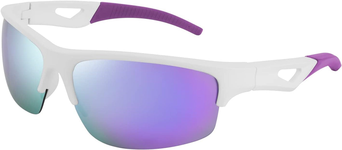Purple Mirrored / 65 Millimeters | B09QHHMFXS | FEISEDY Polarized Sports Sunglasses Driving Cycling Shades For Men Women Baseball Running UV Protection Sunglasses B2878