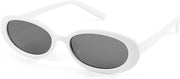 004white Frame/Black Gray Lens / 52 Millimeters | B09CPNTCWL | FEISEDY Retro 90s Oval Small Sunglasses Women Men Trendy Sunglasses Tinted Glasses B2801