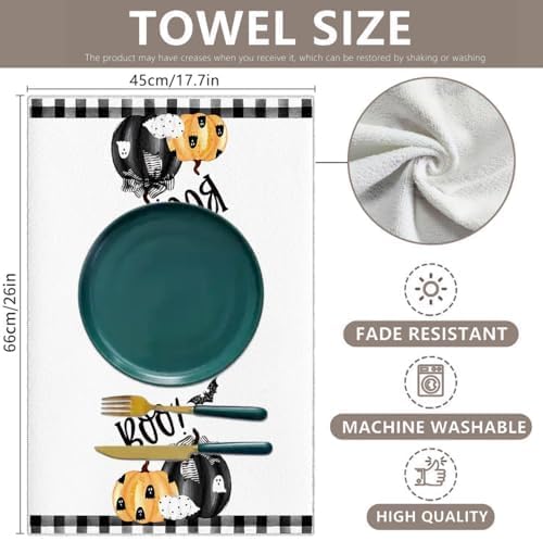 商品图片 5 | B0FVDXFVHQ | 2-Pack Kitchen Towels, Fun Dishcloth with Spooky Decorations Super Absorbent Durable Microfiber