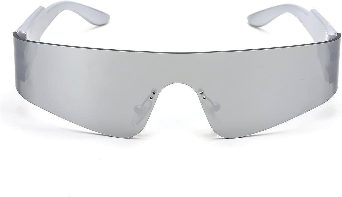 ÉÌƷͼƬ 64 | B0B1V45SXC | FEISEDY Y2K Futuristic Sunglasses Women Men Rimless One Piece Miorred B2927