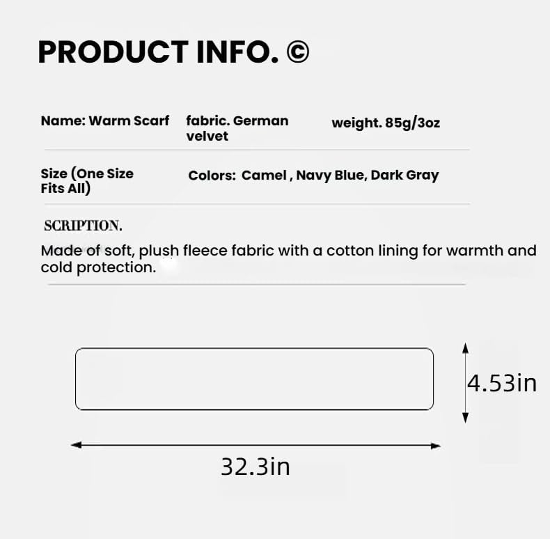 商品图片 5 | B0FYFFH3TG | Winter Scarf for Men, Neck Warmer for Commuting Outdoor Soft Comfortable Mens Scarf Casual Style