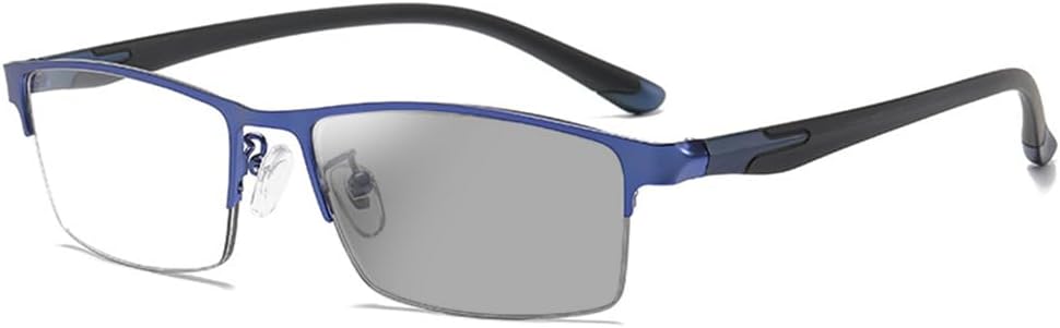 [FEISEDY] 老眼鏡 おしゃれ メンズ 単焦点 ブルーライトカット リーディンググラス 調光レンズ シニアグラス サングラス 老眼付き ハーフリム 超軽量 変色 スクエア UVカット かっこいい B1662