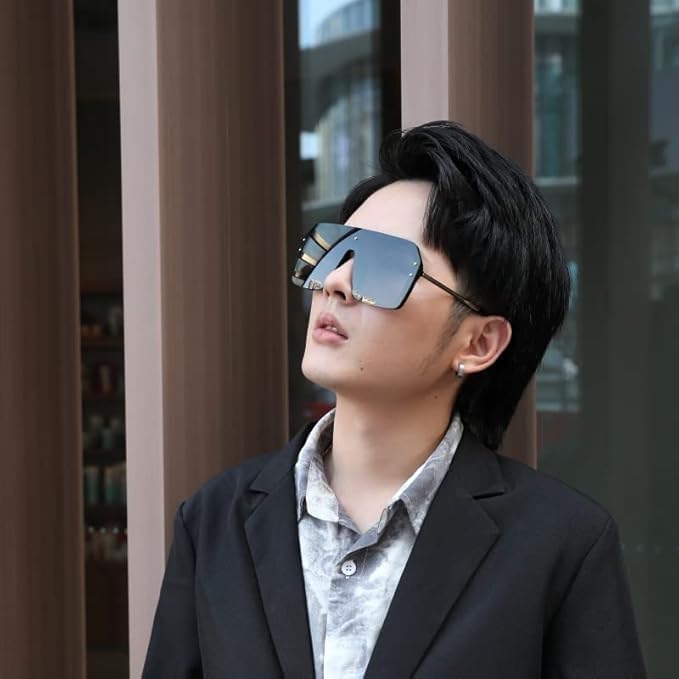 ÉÌƷͼƬ 23 | B0854JYPB2 | FEISEDY Classic Siamese One Piece Sunglasses Nice Rimless Stylish Retro Design for Women Men B2574