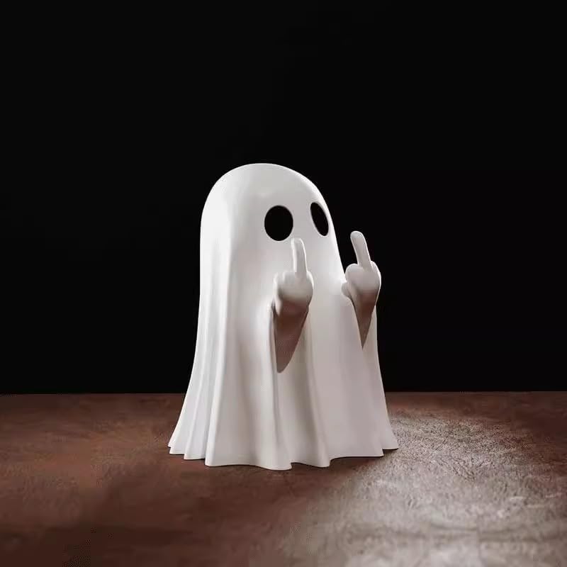 商品图片 4 | B0FLTMRXHZ | 2Pcs Middle Finger Ghost Ornament, Mini Flipping Ghost Decor with Attitude, Spooky Desktop Art for Table Shelf Indoor