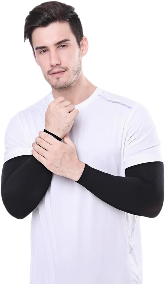 商品图片 2 | B0GQTGQB7J | 2 Pairs Arm Sleeves for Men Women, Sun Protection Sports Compression Arm Covers Straight Tube Ice Silk Sleeves for Outdoor