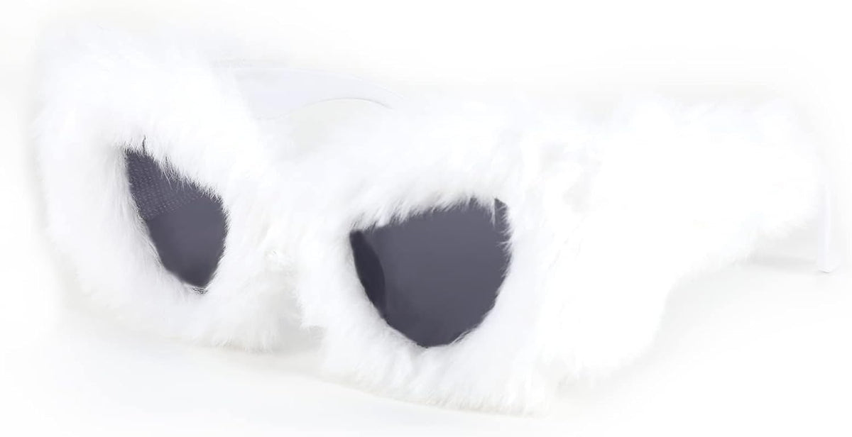 White / 70 Millimeters | B09PN9FGVR | FEISEDY Sunglasses Women Plush Fuzzy Soft Velvet Party Masquerade B2877