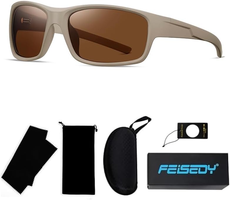 ちゃいろ | B0GX1KRZ95 | [FEISEDY] スポーツサングラス 偏光 メンズ UV400 紫外線カット TACレンズ 自転車／釣り／野球／ランニング／サイクリング／ゴルフ用 ゴーグル 軽量フレーム B1698
