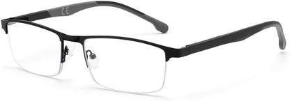 [FEISEDY] ブルーライトカット老眼鏡 メンズ レディース 半框リーディンググラス 軽量メタル＋TRフレーム PC用シニアグラス UVカット おしゃれスクエア 読書・スマホ・パソコン用 B1717