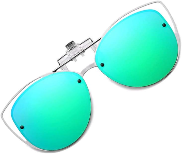 Blue-green / 57 Millimeters | B08J9XB778 | FEISEDY Polarized Cat Eye Flip Up Clips On Sunglasses Women Men B2670