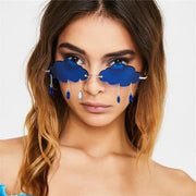 ÉÌƷͼƬ 18 | B09K7C4FB7 | FEISEDY Retro Dripping Cloud Shaped Tassel Sunglasses Rimless Women Funny Party Disco Eyewear B2834