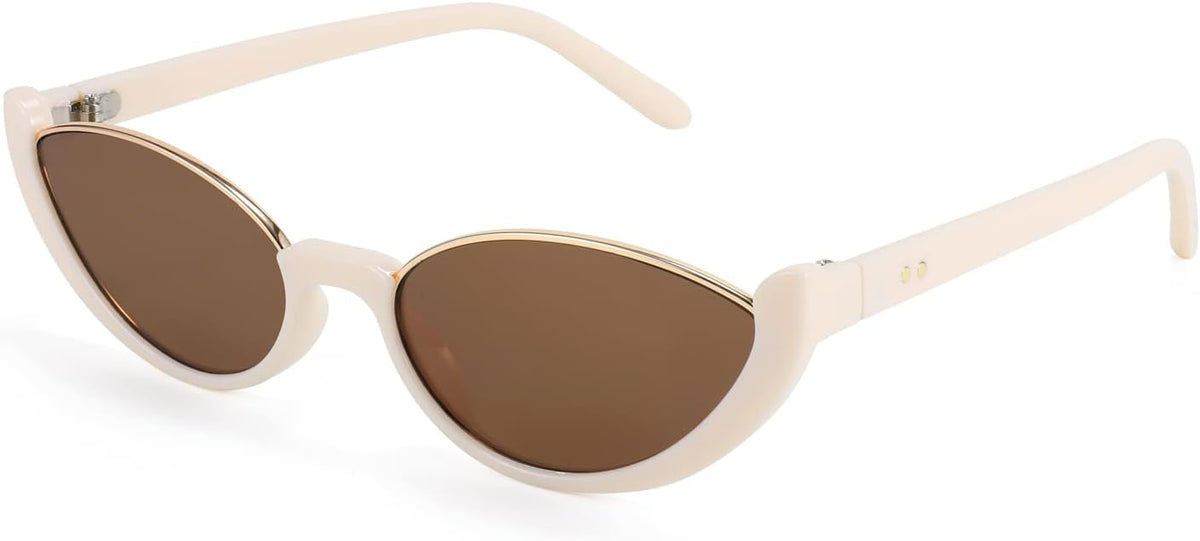 Beige / 52 Millimeters | B09P86RSS8 | FEISEDY Fashion Small Cat Eye Sunglasses for Women Retro Trendy Cool Sun Glasses B2864