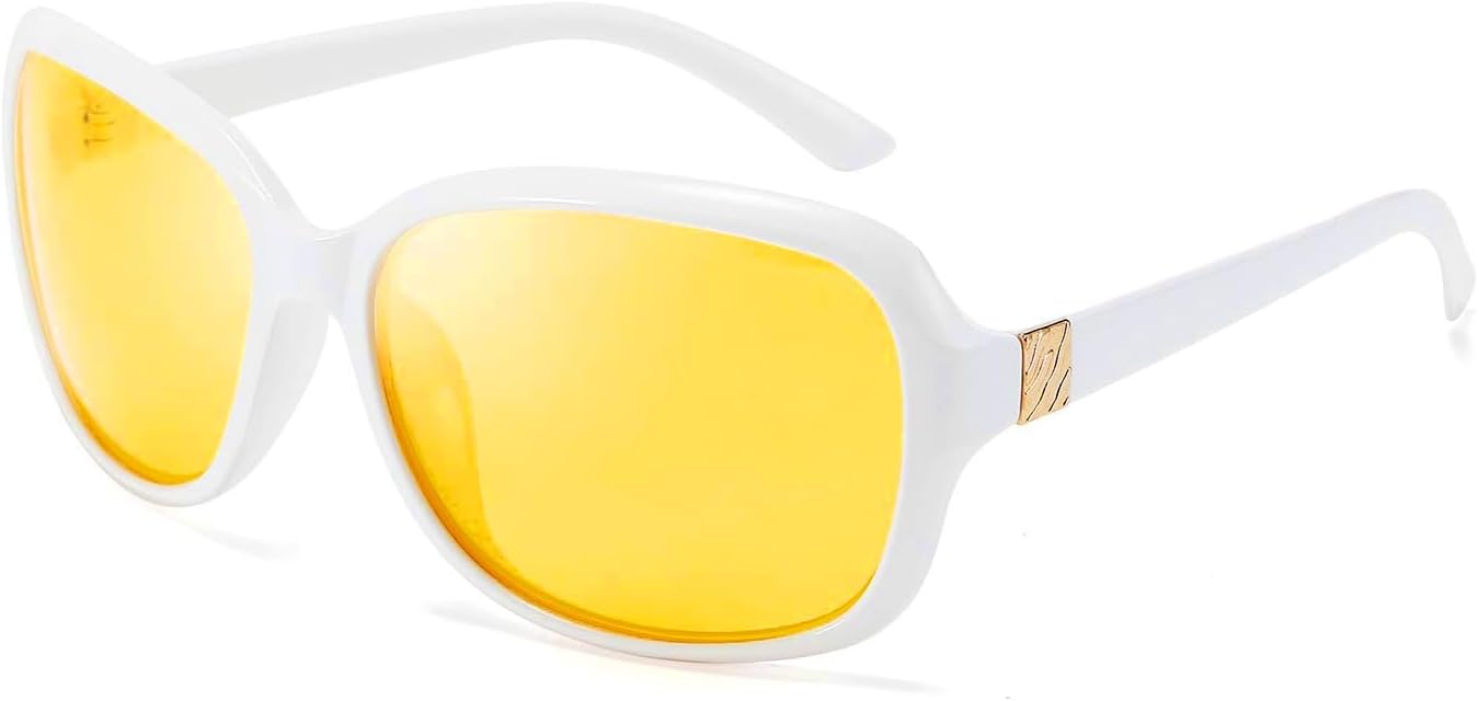 White / 60 Millimeters | B081YZWRRJ | FEISEDY Classic Womens Night Glasses Driving Anti Glare Wrap Around Yellow Sunglasses B2548