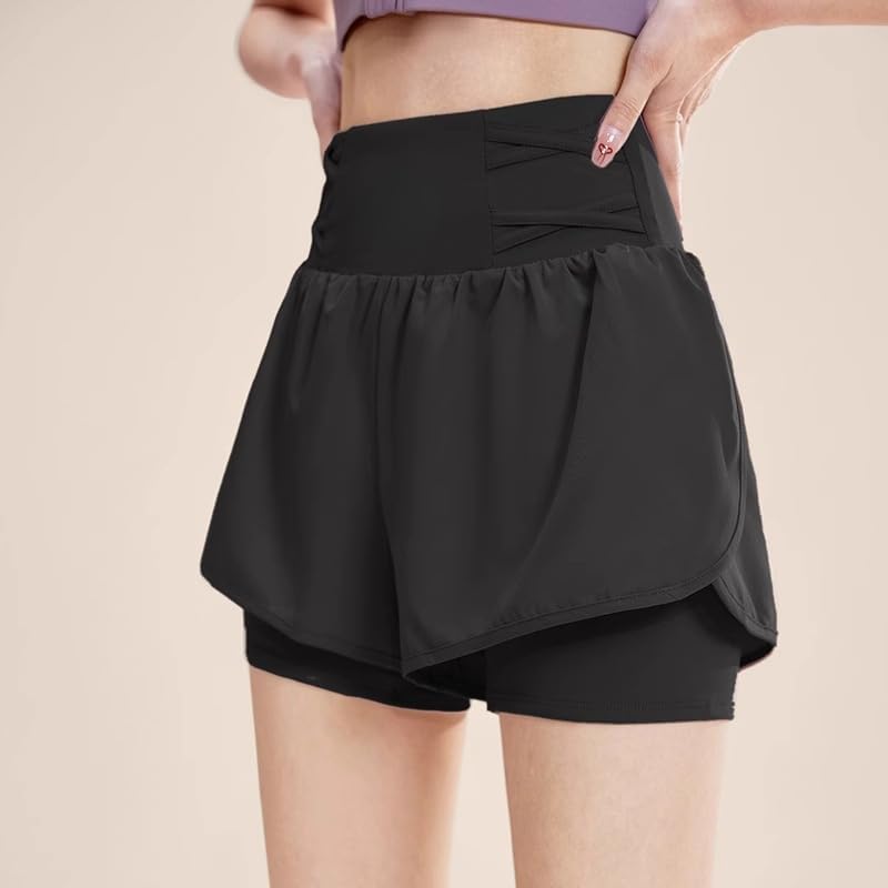 商品图片 6 | B0GKNCVR6B | Women's 2-in-1 Running Shorts Workout Yoga Short with Liner & Phone Pocket, Quick-Dry Gym Tennis Pants for Women