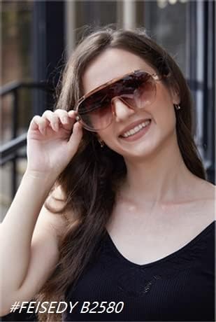 ÉÌƷͼƬ 29 | B085PPHWTZ | FEISEDY Retro Oversized Sunglasses Women Men One Piece Frame B2580