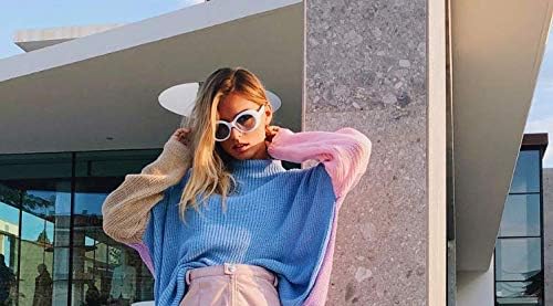 ÉÌƷͼƬ 60 | B074H8KFSZ | FEISEDY Sunglasses White Oval Clout Goggles for Women Men Retro Round Trendy Rimmed Clueless Costume Frame B2253