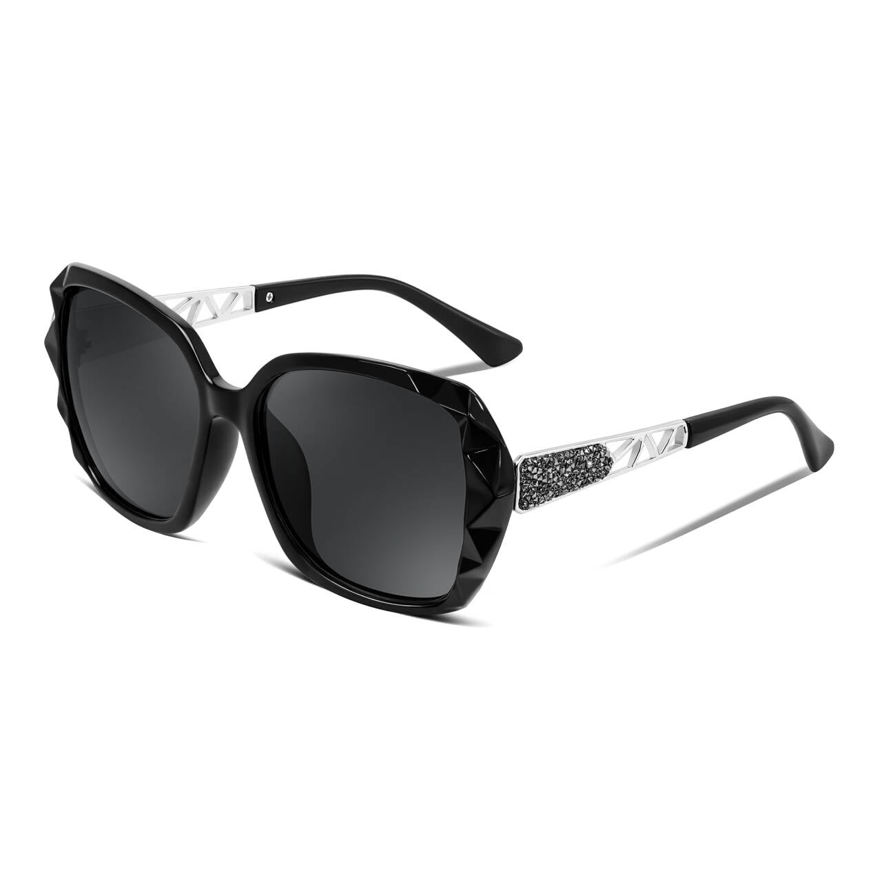 FEISEDY Polarized Women Square Sunglasses Sparkling Composite Shiny Frame B2289