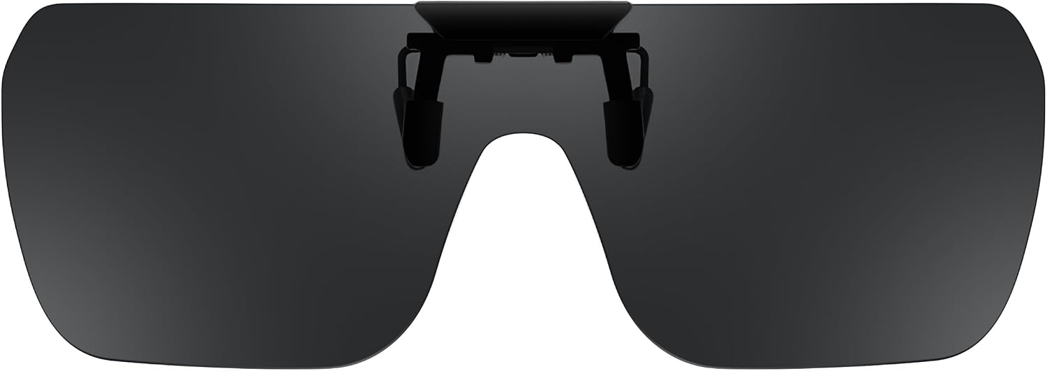 Black / 65 Millimeters | B0FX3NVMSQ | FEISEDY Clip-on Flip Up Rimless One Piece Sunglasses for Glasses TAC Lenses B0345