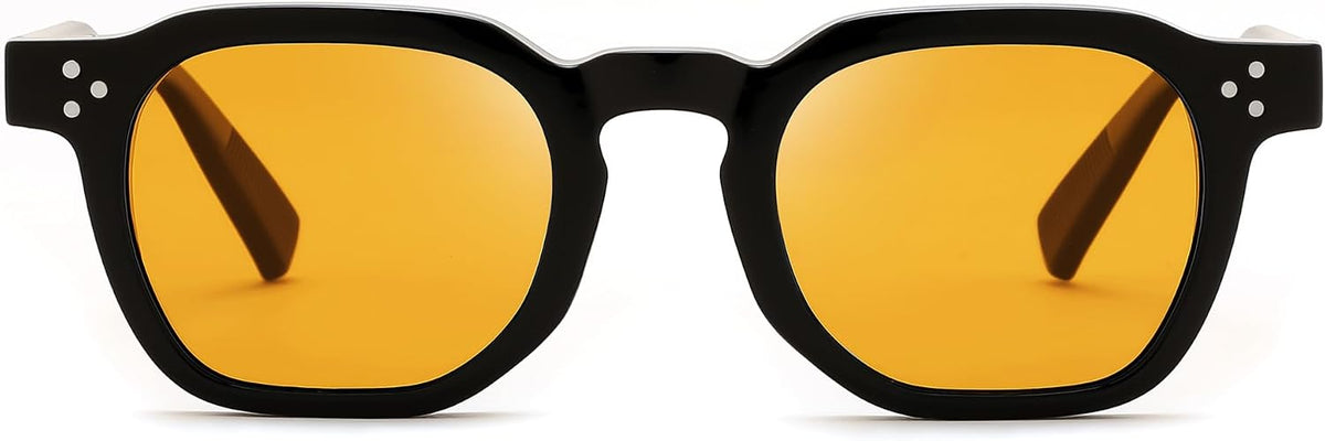 Black Frame Orange Lens / 45 Millimeters | B0H83C6QG7 | FEISEDY Retro Thick Polarized Square Sunglasses for Women Men B0458
