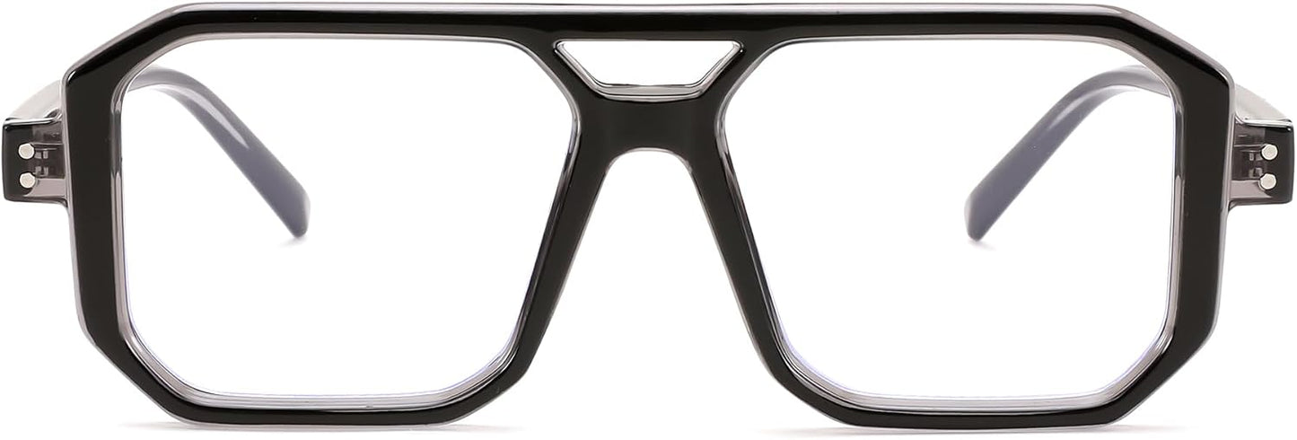 Black Grey Frame / 50 Millimeters | B0D3P8WG1F | FEISEDY Blue Light Blocking Glasses, Aviator Frame Computer Reading/Gaming/TV/Phones Glasses for Women Men B0165