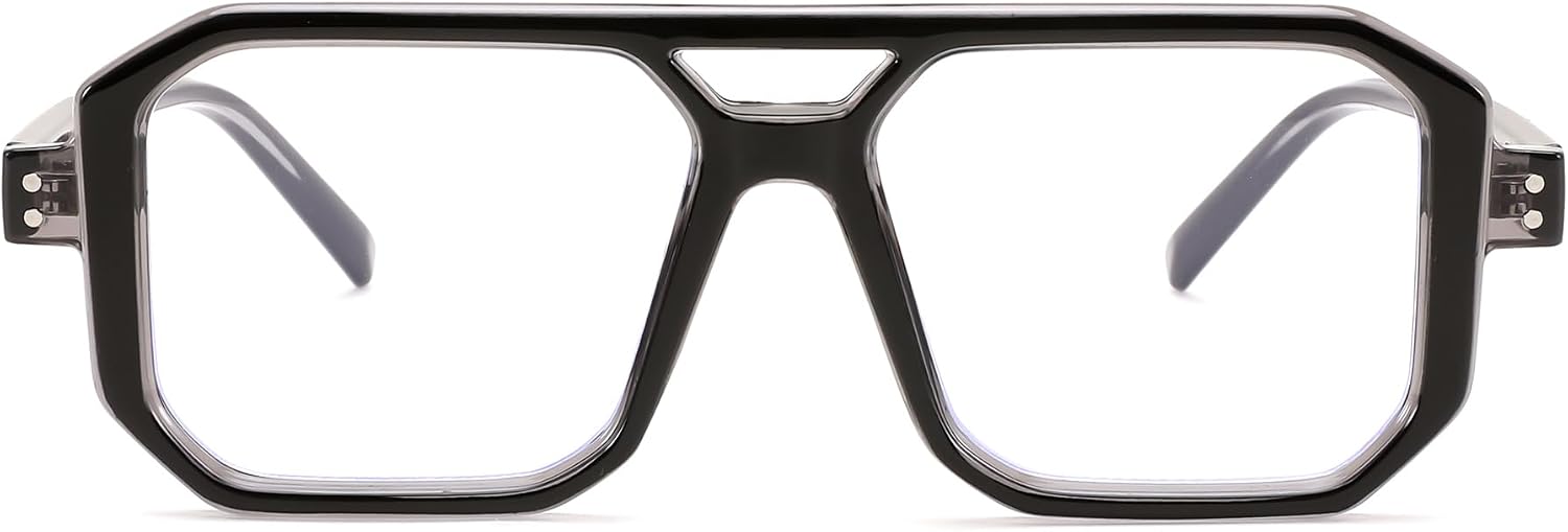 Black Grey Frame / 50 Millimeters | B0D3P8WG1F | FEISEDY Blue Light Blocking Glasses, Aviator Frame Computer Reading/Gaming/TV/Phones Glasses for Women Men B0165