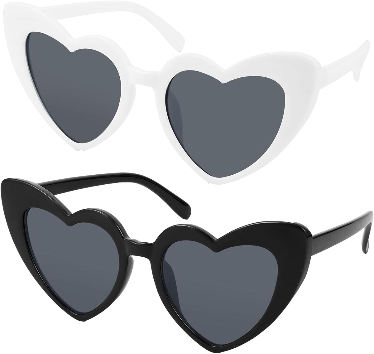 ( 2 Pack ) Black & Pink / 52 Millimeters | B0D76NKSFM | FEISEDY Vintage Heart Shaped Sunglasses Women Stylish Love Eyeglasses B2421-P1