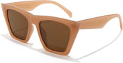 Caramel / 52 Millimeters | B0CBR6C8F1 | FEISEDY Vintage Square Cat Eye Sunglasses Women Trendy Cateye Sunglasses B2473