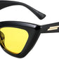005 Black & Yellow Lens / 48 Millimeters | B09QKDXJ9C | FEISEDY Vintage Small Cat Eye Sunglasses for Women Square Retro Cateye Eyewear B2869