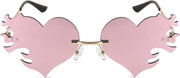 ÉÌƷͼƬ 9 | B0D9428ZX6 | FEISEDY Melting Flame Heart Sunglasses For Women Men Trendy Rimless Fire Shaped Party Glasses B2366