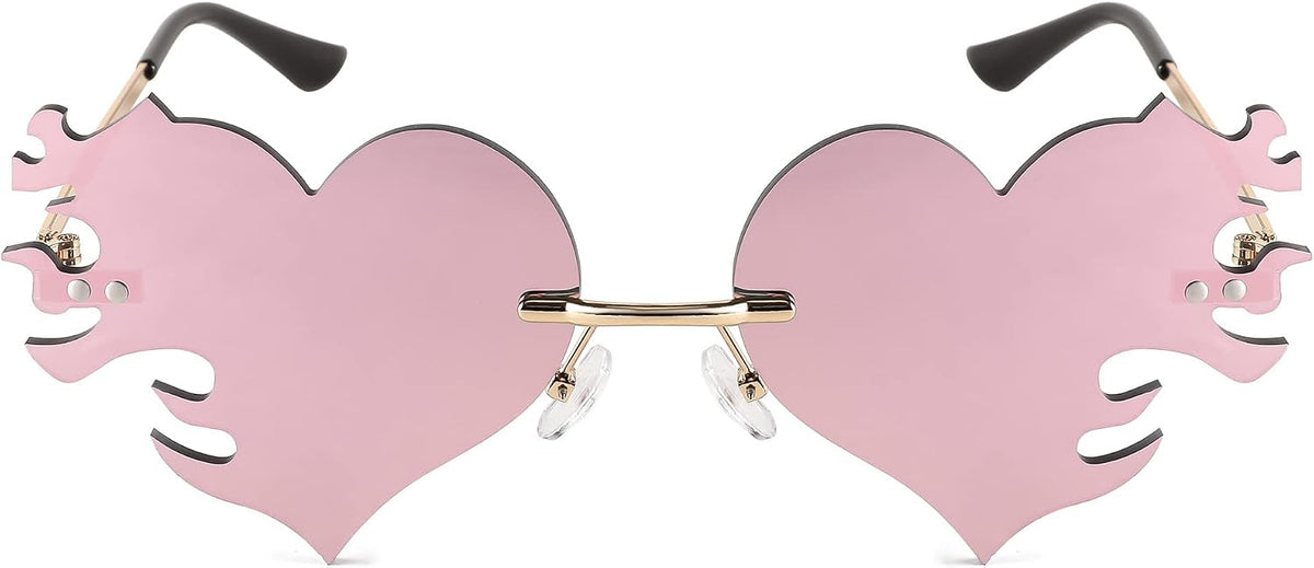 ÉÌƷͼƬ 9 | B0D9428ZX6 | FEISEDY Melting Flame Heart Sunglasses For Women Men Trendy Rimless Fire Shaped Party Glasses B2366