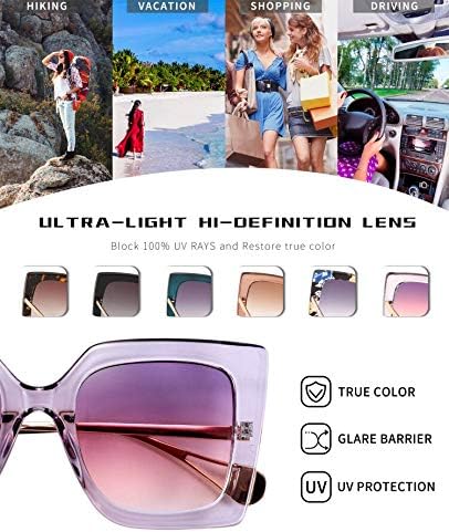 商品图片 90 | B08HVPGJW5 | FEISEDY Sunglasses Womens Trendy, Oversized Square Shades, Pearl Inlay Cat Eye Frame UV400 Protection B2625