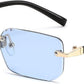 Transparent Blue / 55 Millimeters | B0GVSKQHYW | FEISEDY Rimless Sunglasses Y2K Retro Small Narrow Rectangle Shades B2643