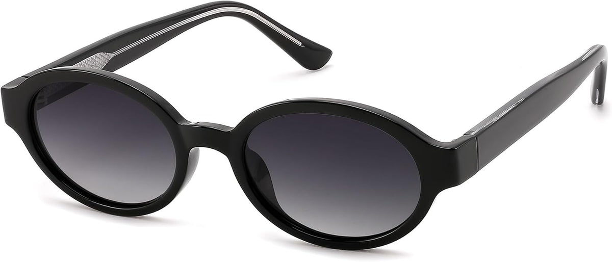 Black & Gradient Grey / 52 Millimeters | B0H1WLDCQD | FEISEDY Retro Oval Y2K Polarized Sunglasses for Women Men B0442