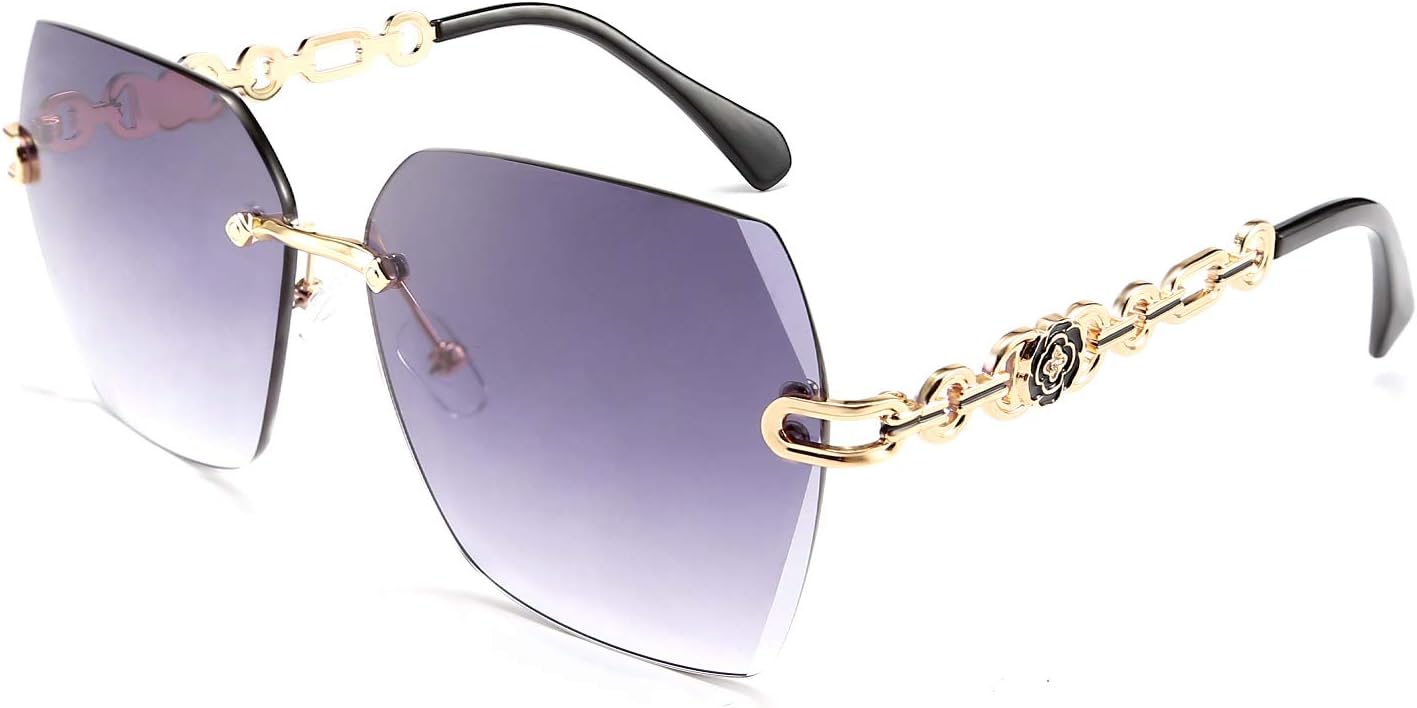 001 Black Grey | B083VTTHFZ | FEISEDY Classic Rimless Sunglasses Women Metal Frame Diamond Cutting Lens Sun Glasses B2567