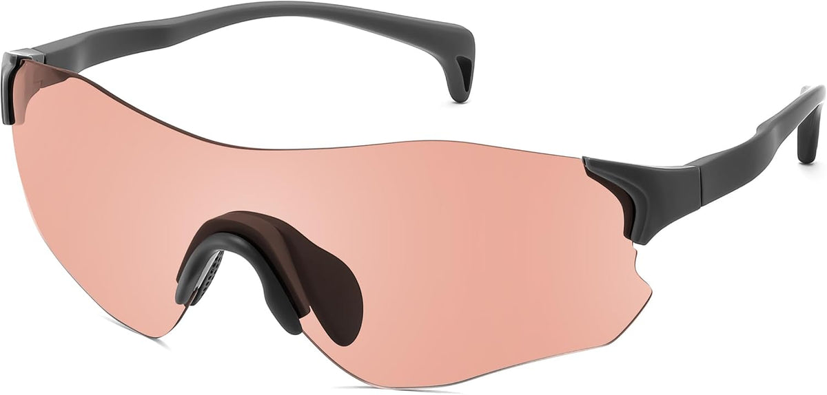 Black Frame + Pink Lens / Large | B0H2HPZCPG | FEISEDY Photochromic Cycling Glasses UV400 for Men Women B0451