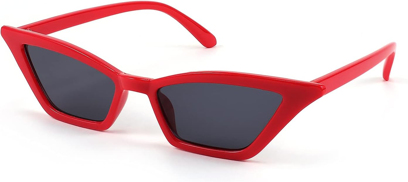 Red / Grey Lens / 53 Millimeters | B079L1J4FF | FEISEDY Small Cat Eye Sunglasses Vintage Square Shade Women Eyewear B2291