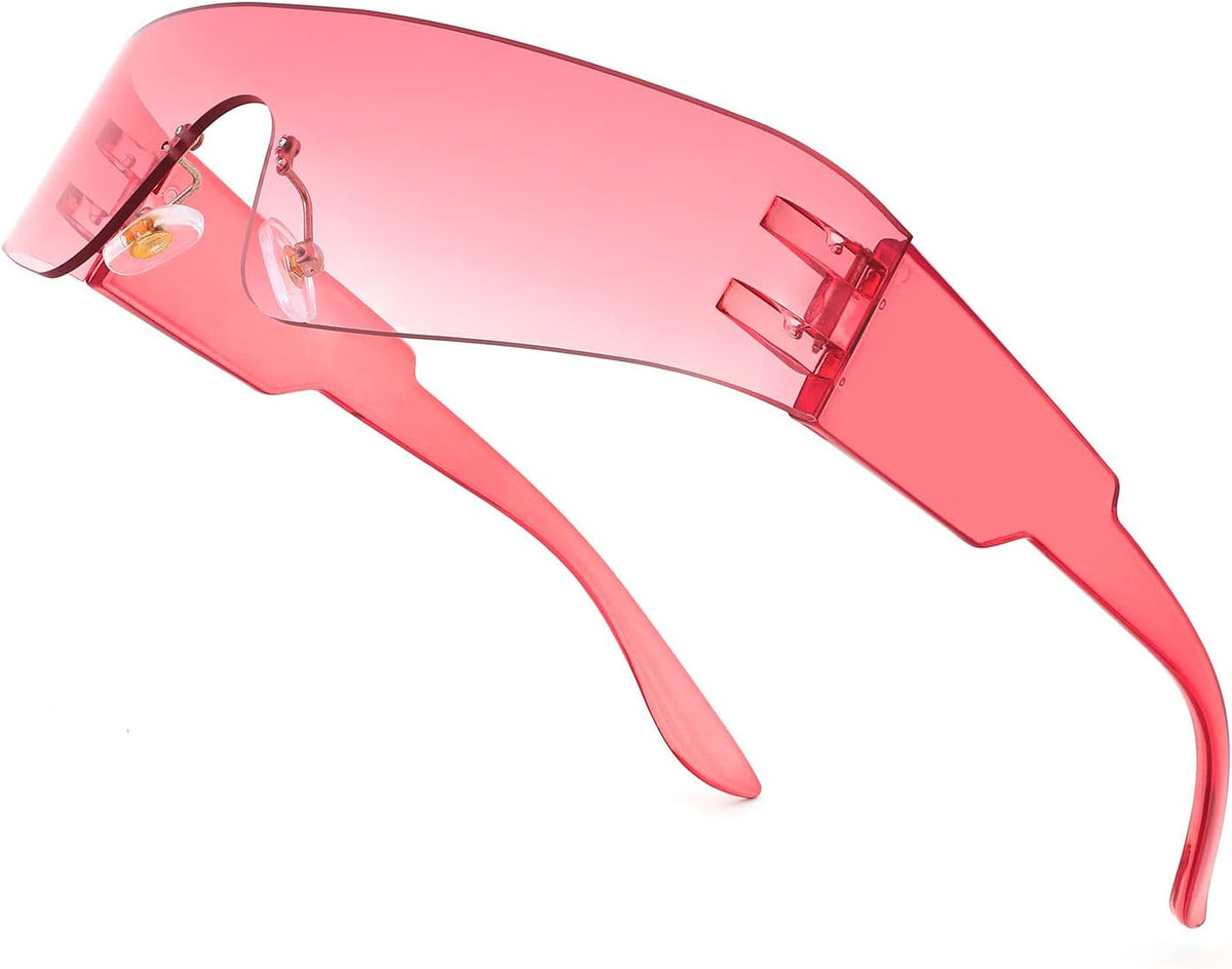 ÉÌƷͼƬ 53 | B0B1V45SXC | FEISEDY Y2K Futuristic Sunglasses Women Men Rimless One Piece Miorred B2927