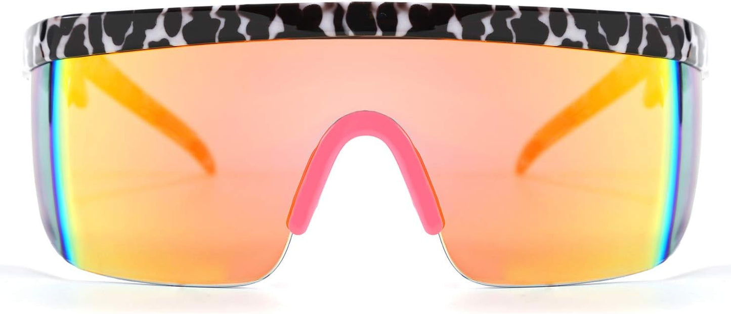 商品图片 35 | B096SD9GGG | FEISEDY Oversized Mirror Shield Sport 80s Sunglasses Ski Goggles Flat Top One Piece Futuristic Visor Women Men B2522