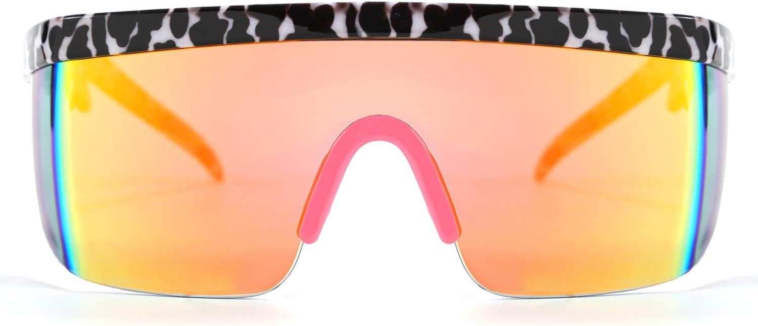 商品图片 35 | B096SD9GGG | FEISEDY Oversized Mirror Shield Sport 80s Sunglasses Ski Goggles Flat Top One Piece Futuristic Visor Women Men B2522